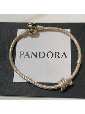 Pandora Sterling Silver 7" Snakechain Bracelet w/ Coiled Snake Charm 790171